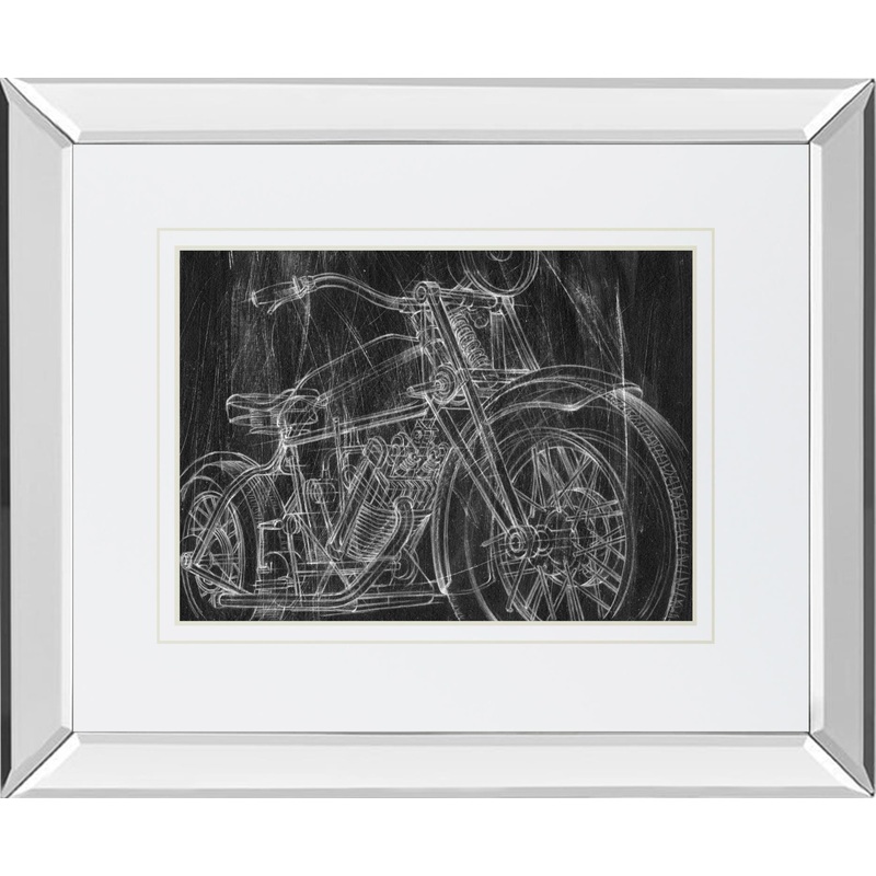 Motorcycle Mechanical Sketch I By Ethan Harper – Black