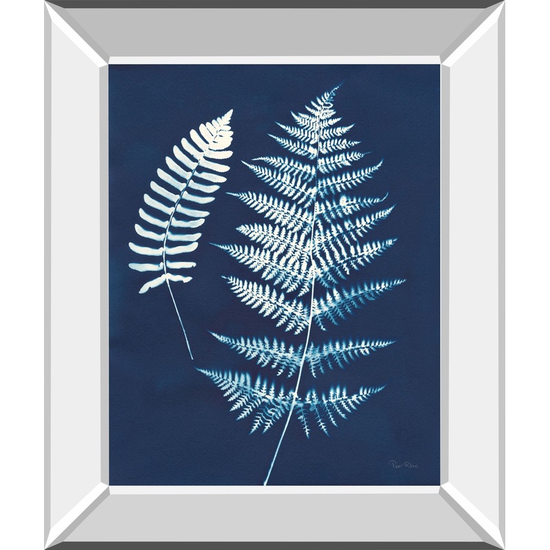 Nature By The Lake Ferns V By Piper Rhue – Mirror Framed Print Wall Art – Blue