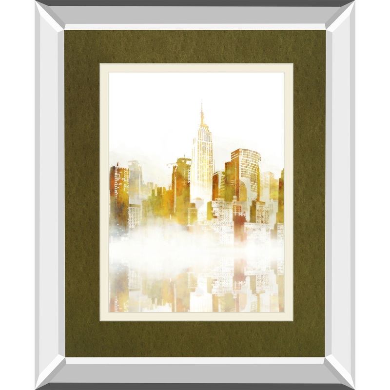 New York Sketch By Ken Roko Mirrored Frame – Yellow