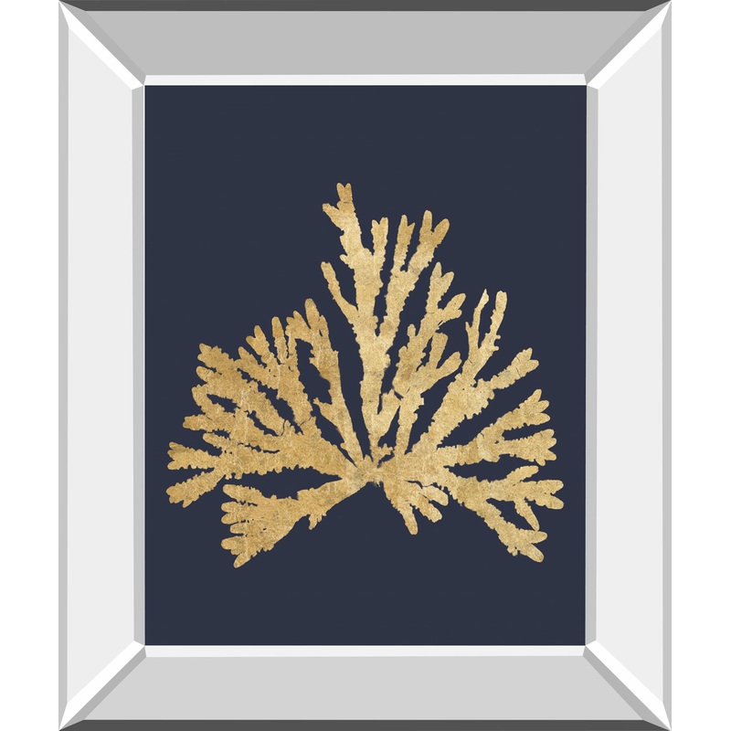 Pacific Sea Mosses IV Indigo By Wild Apple Portfolio – Mirror Framed Print Wall Art – Black