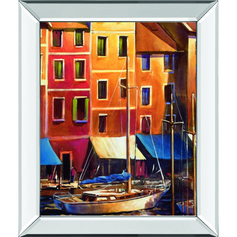 Portofino Waterfall By D’Toole, M – Mirror Framed Print Wall Art – Orange