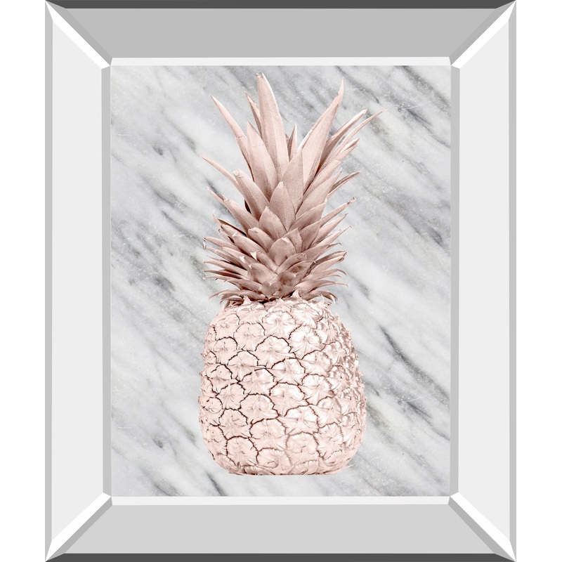 Rose Gold Pineapple On Gray Marble By Nature Magick – Mirror Framed Print Wall Art – Gray