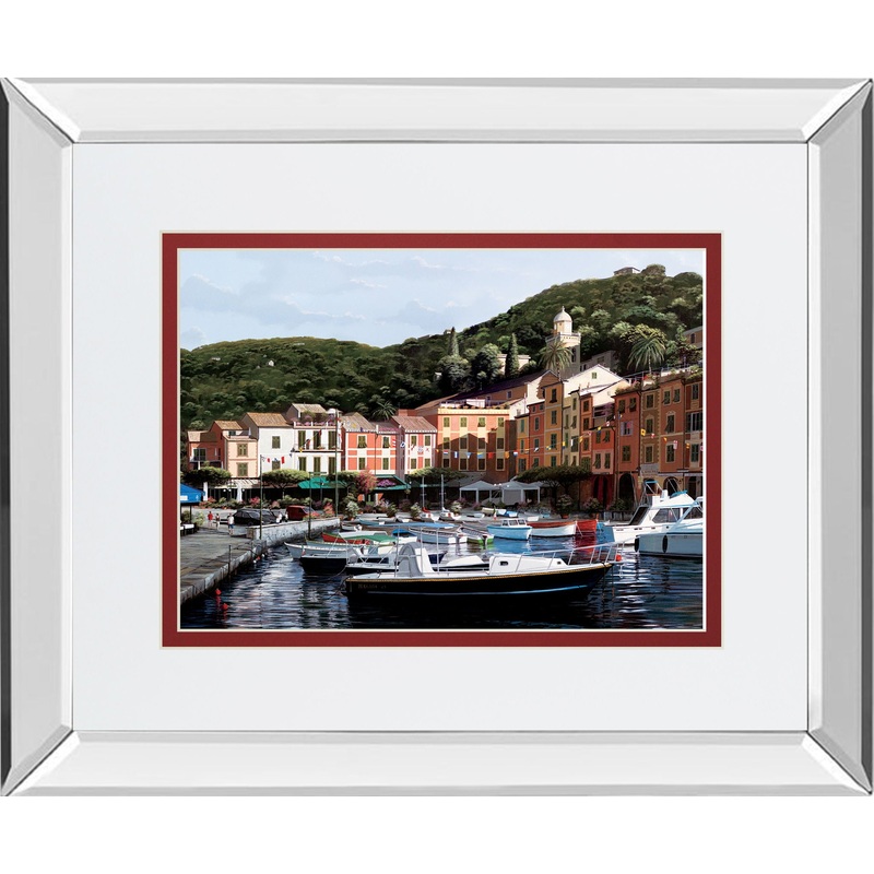 Sunshine Over Portofino By Saunders B. Mirrored Frame – Green