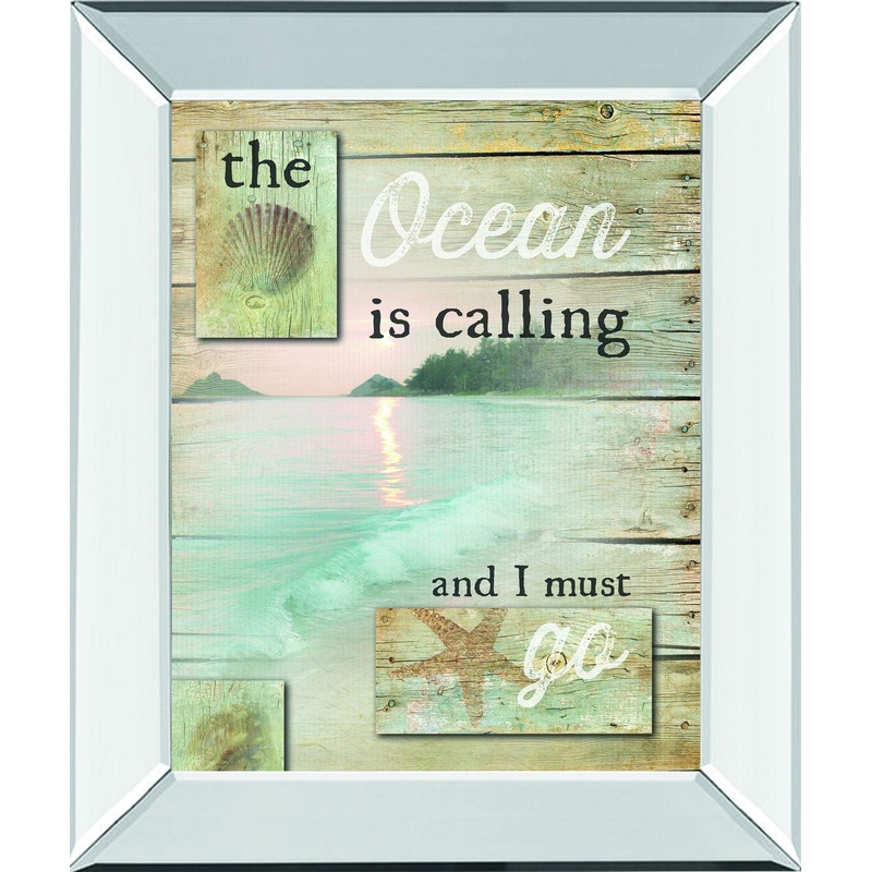 The Ocean Is Calling By Marla Rae – Mirror Framed Print Wall Art – Beige