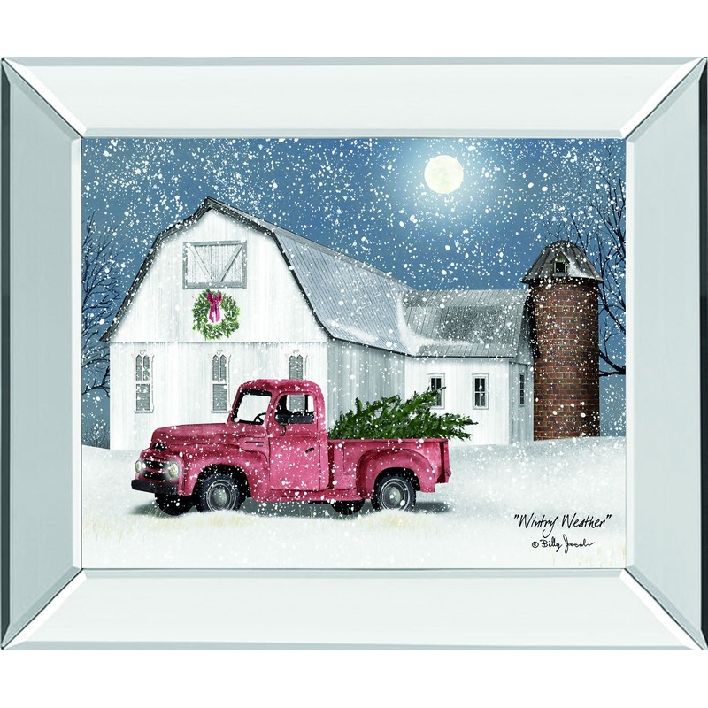 Wintry Weather By Billy Jacobs – Mirror Framed Print Wall Art – Blue