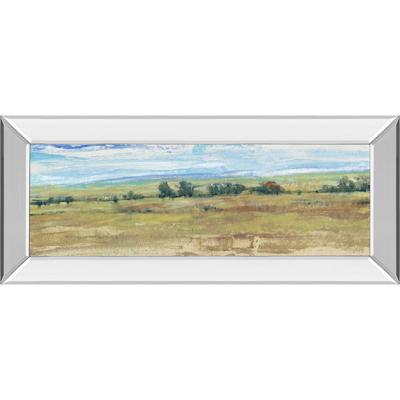 Distant Treeline Panel I By Tim Otoole – Mirror Framed Print Wall Art – Dark Brown