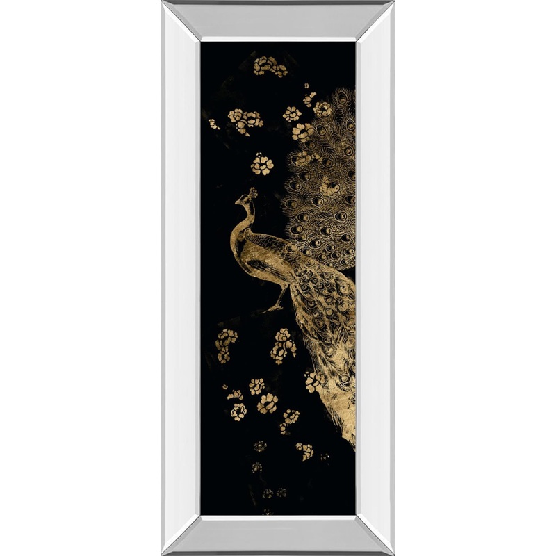 Gilded Peacock Triptych I By Jennifer Goldberger – Black