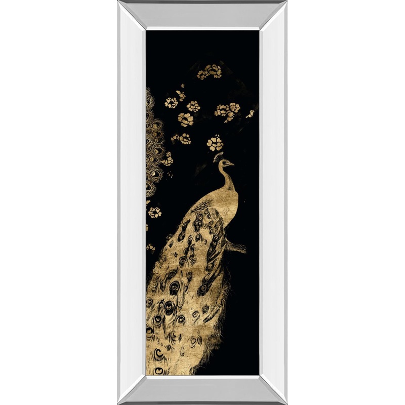 Gilded Peacock Triptych III By Jennifer Goldberger – Black