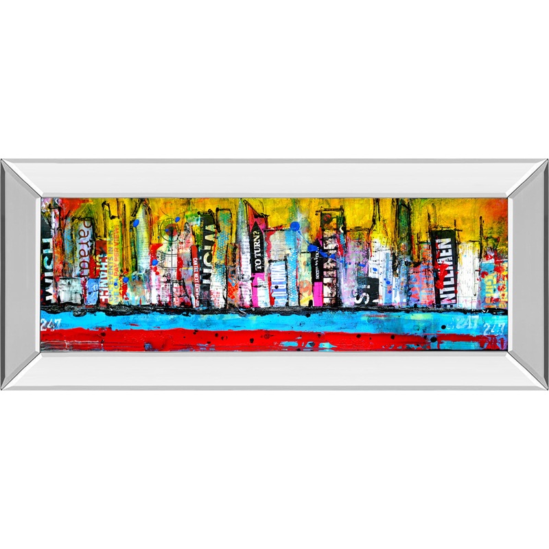 Skyline By Erin Ashley – Mirror Framed Print Wall Art – Blue