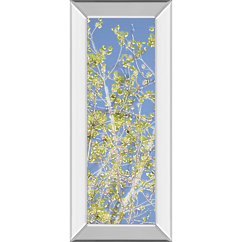 Spring Poplars Il By Sharon Chandler – Mirror Framed Print Wall Art – Green
