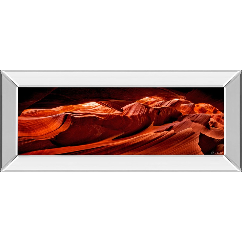 Sun Shining Through Canyon VIIl By David Drost – Mirror Framed Print Wall Art – Orange