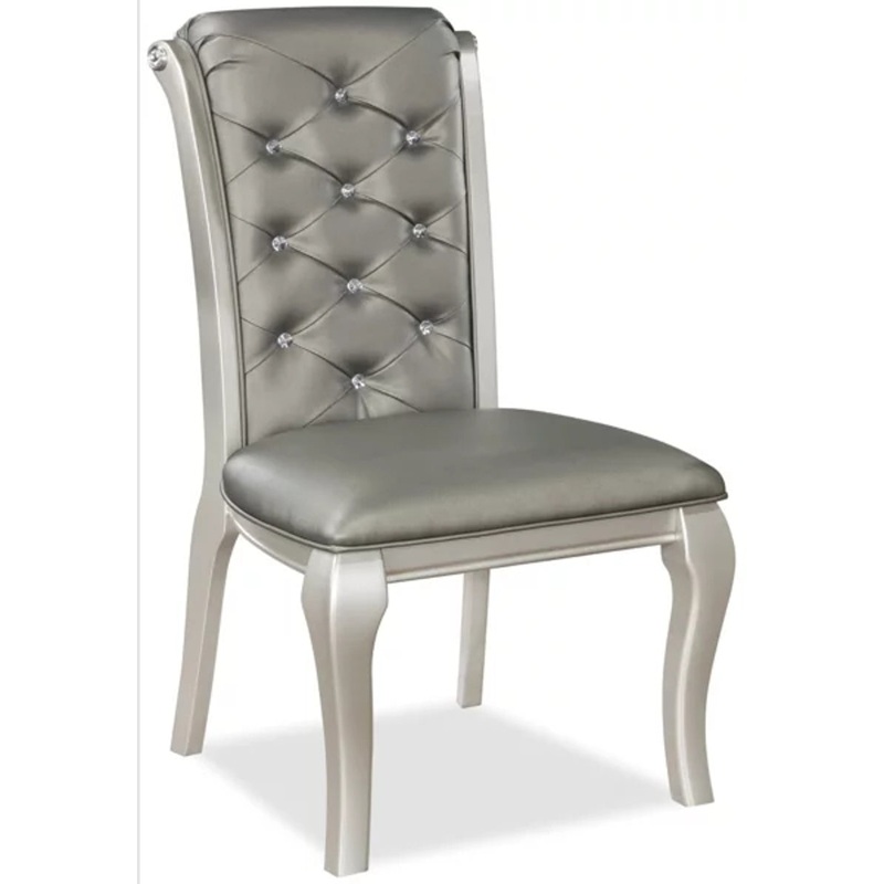 Crown Mark Furniture Caldwell Side Chair in Light Champagne (Set of 2)