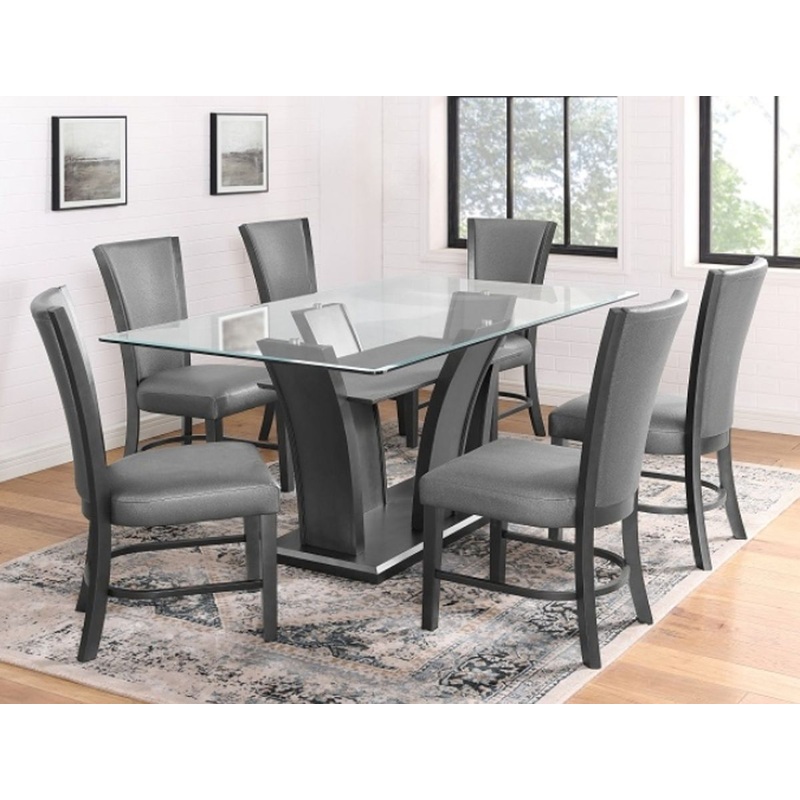Crown Mark Furniture Camelia Dining Table in Dark Gray