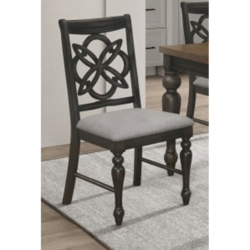 Crown Mark Furniture Hilara Side Chair in Dark Brown (Set of 2)