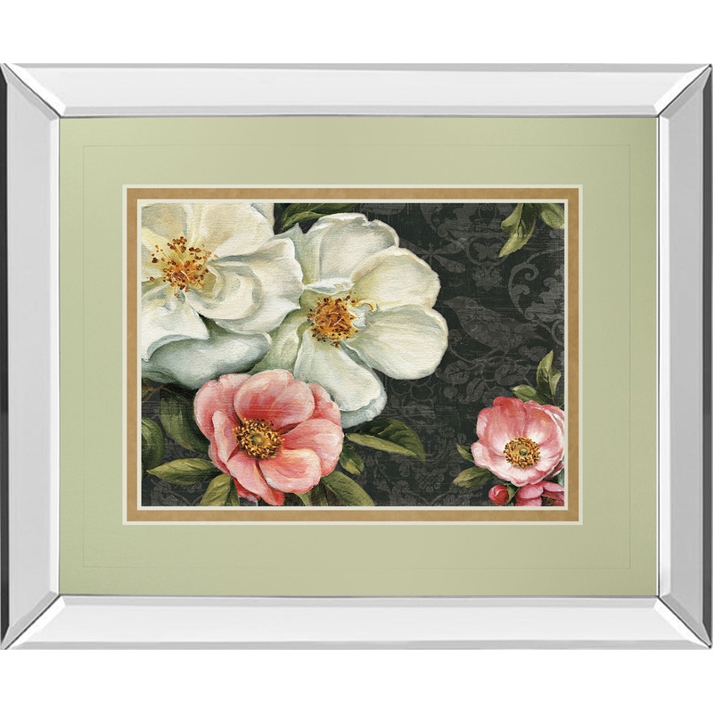 Floral Damask I By Lisa Audit – Mirror Framed Print Wall Art – White