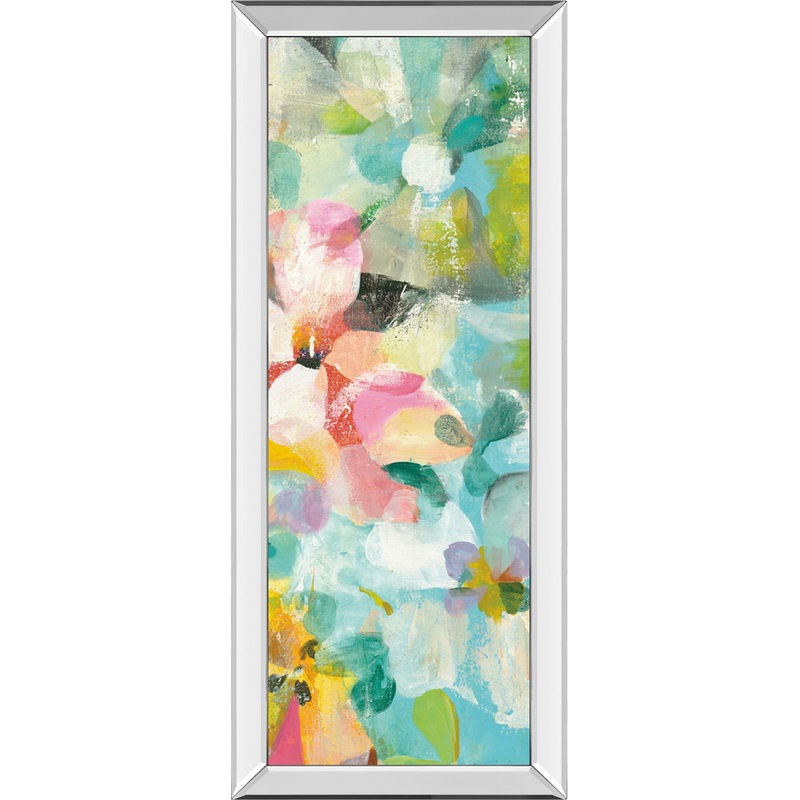Happy Garden III By Danhui Nai – Mirrored Frame Wall Art – Light Blue