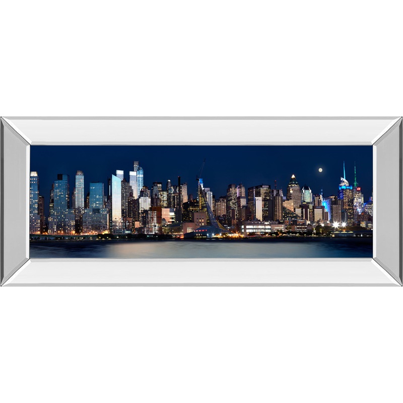 New York At Night Xi By James Mcloughlin – Mirror Framed Print Wall Art – Black