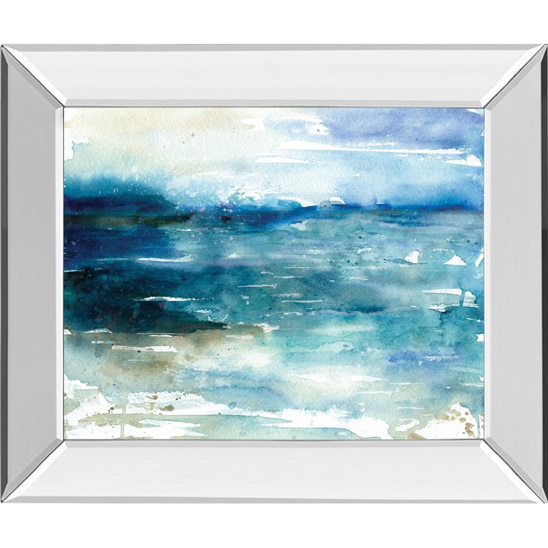 Ocean Break I By Carol Robinson – Mirror Framed Print Wall Art – Blue