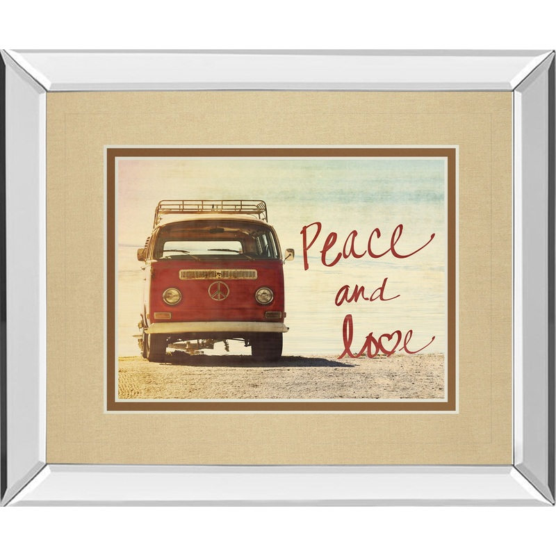 Peace And Love By Gail Peck – Mirror Framed Print Wall Art – Red