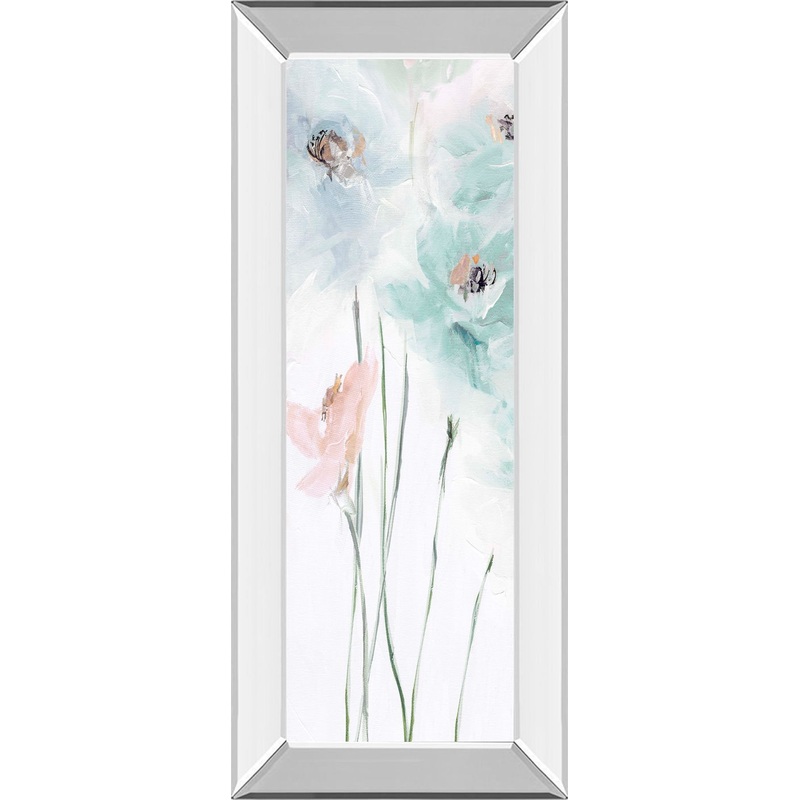 Spring Poppies II By Susan Pepe – Mirrored Frame Wall Art – Light Blue