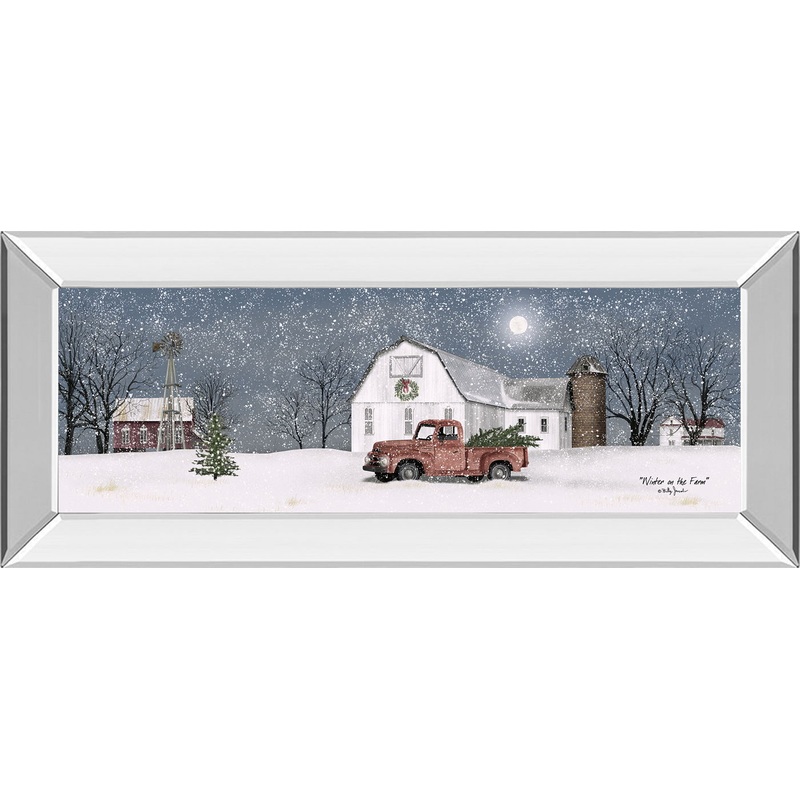 Winter On The Farm By Billy Jacobs – Mirrored Frame Wall Art – White