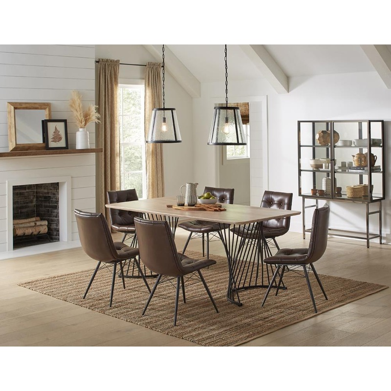 Altus Swirl Base Dining Table Natural Oak and Gunmetal