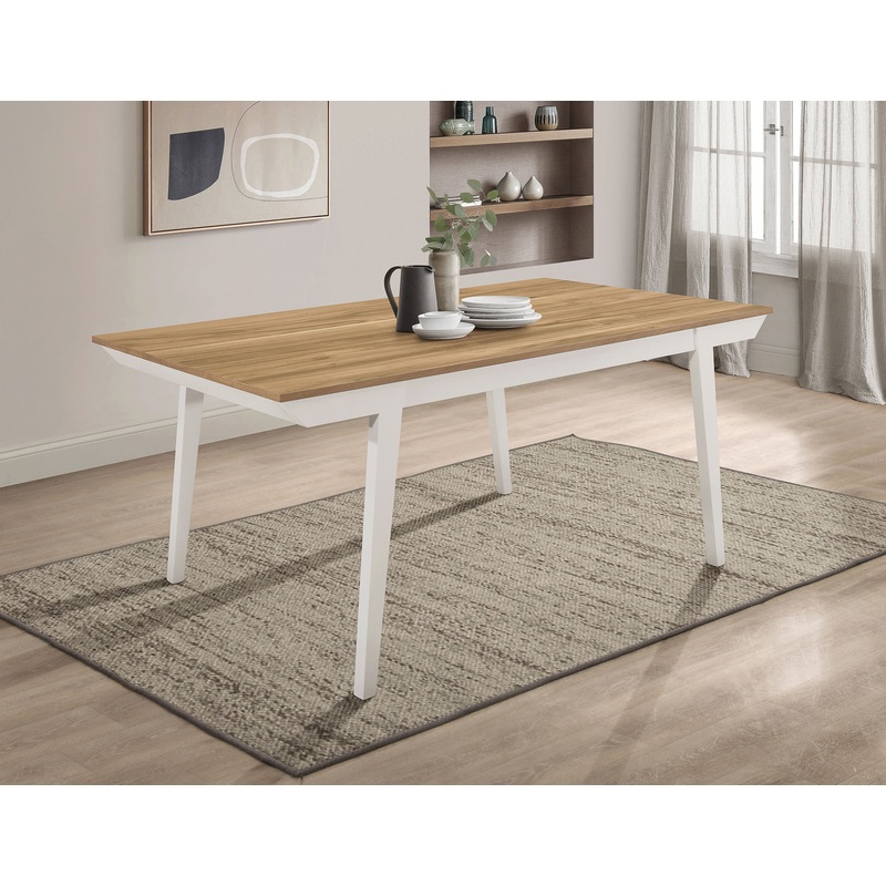 Anwar Rectangular Wood Dining Table Natural Acacia and Off White