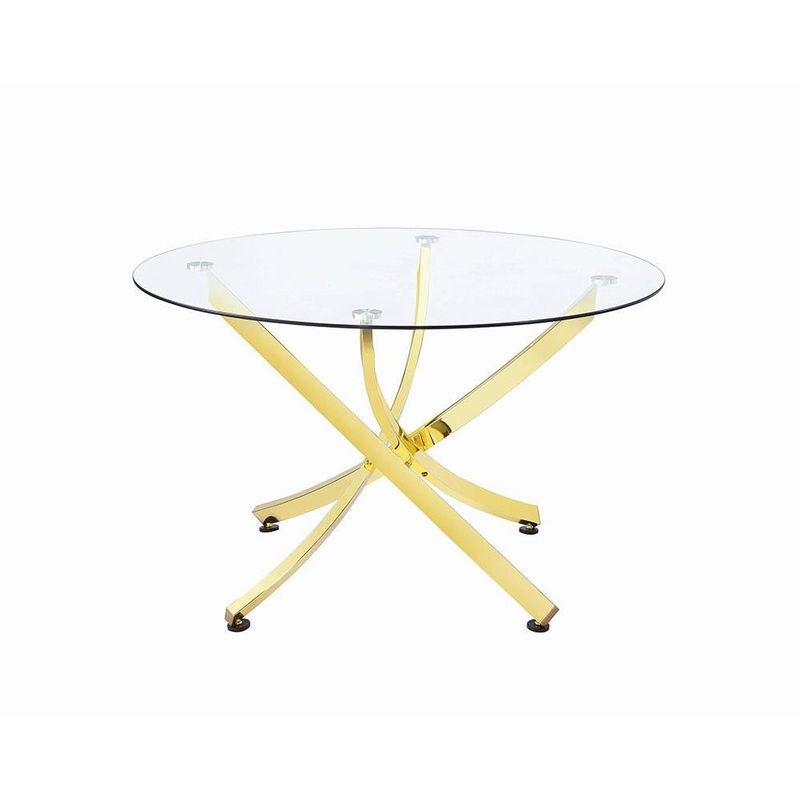 Beckham Round Dining Table Brass and Clear