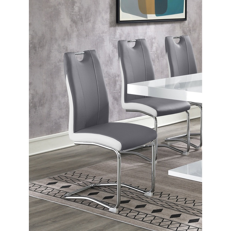 Brooklyn Upholstered Side Chairs with S-frame (Set of 4) Grey and White