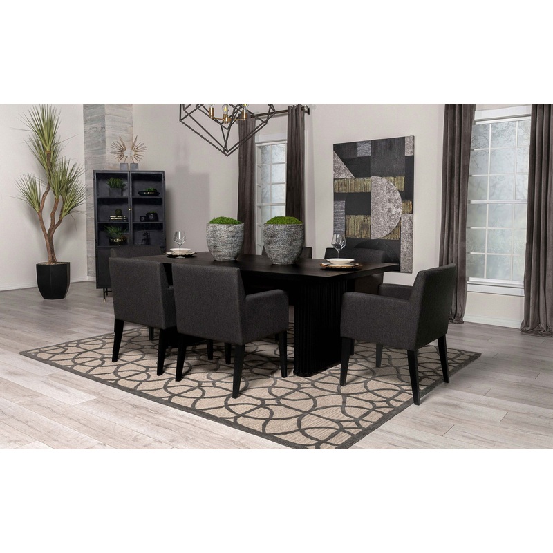 Catherine Rectangular Double Pedestal Dining Table Black