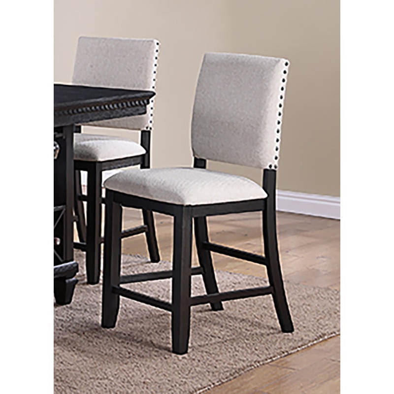 Crown Mark Furniture Regent Counter Height Chair in Black (Set of 2)