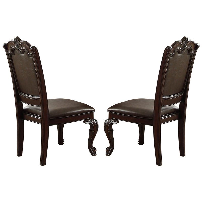 Crown Mark Kiera Dining Side Chair in Rich Brown (Set of 2)