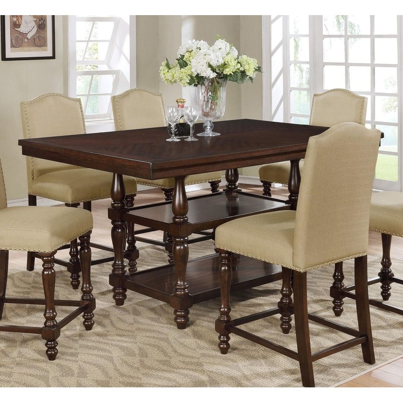 Crown Mark Langley Counter Height Table in Dark Brown