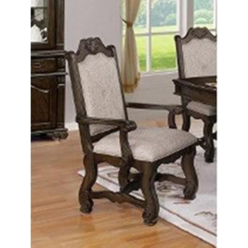 Crown Mark Neo Renaissance Arm Chair in Brown 2420A (Set of 2)