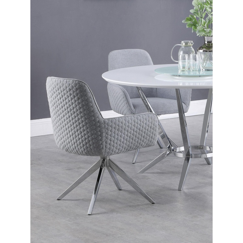 Abby Flare Arm Side Chair Light Grey and Chrome