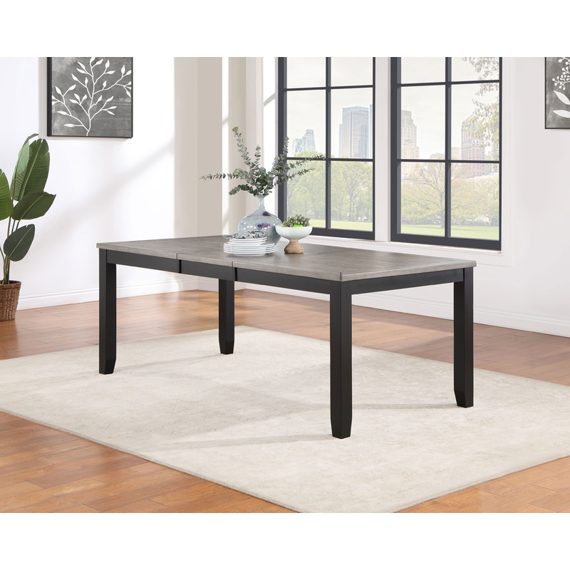 Elodie Rectangular Dining Table with Extension Grey and Black