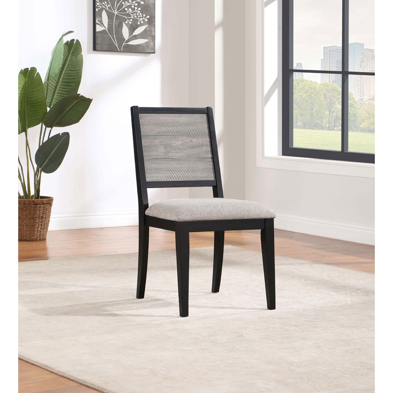 Elodie Upholstered Padded Seat Dining Side Chair Dove Grey and Black (Set of 2)