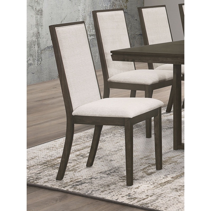 Kelly Upholstered Solid Back Dining Side Chair Beige and Dark Grey (Set of 2)