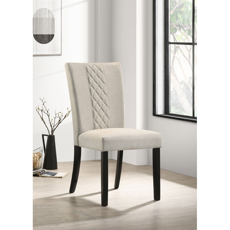 Malia Upholstered Solid Back Dining Side Chair Beige and Black (Set of 2)