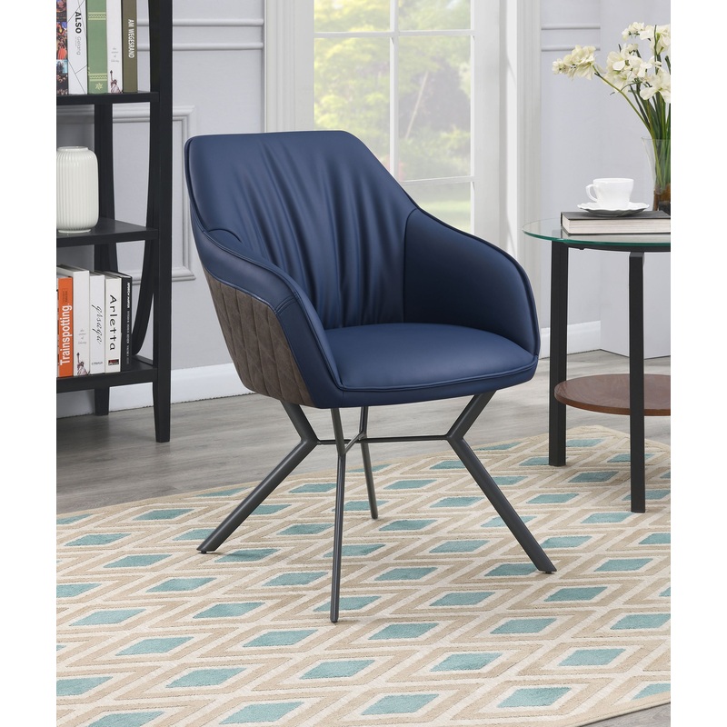 Mayer Upholstered Tufted Side Chairs (Set of 2) Blue and Brown