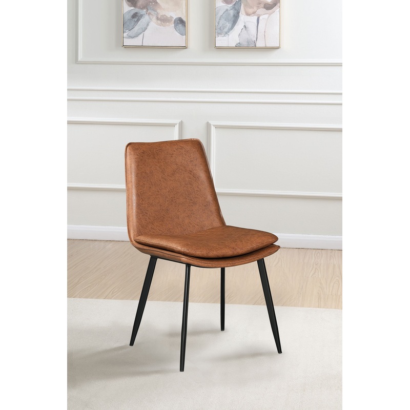 Ortega Padded Seat Solid Back Dining Side Chair Coffee and Black (Set of 2)
