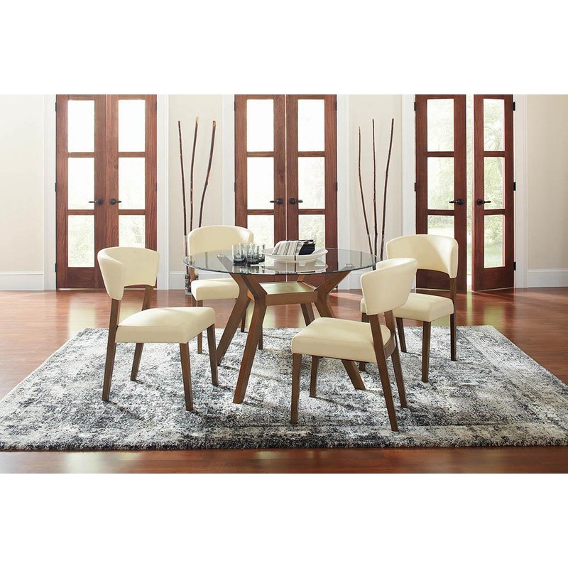 Paxton Mid Century Modern Nutmeg Glass Dining Table