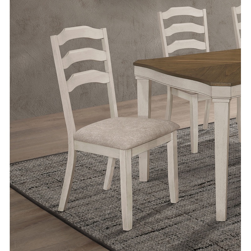 Ronnie Ladder Back Padded Seat Dining Side Chair Khaki and Rustic Cream (Set of 2)