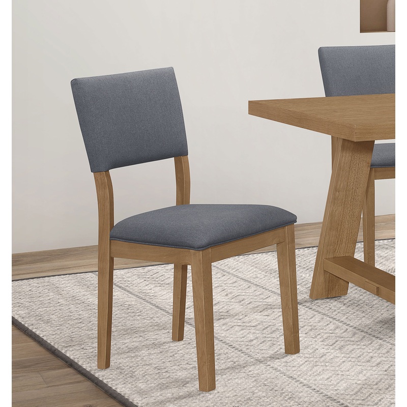 Sharon Open Back Padded Upholstered Dining Side Chair Blue and Brown (Set of 2)