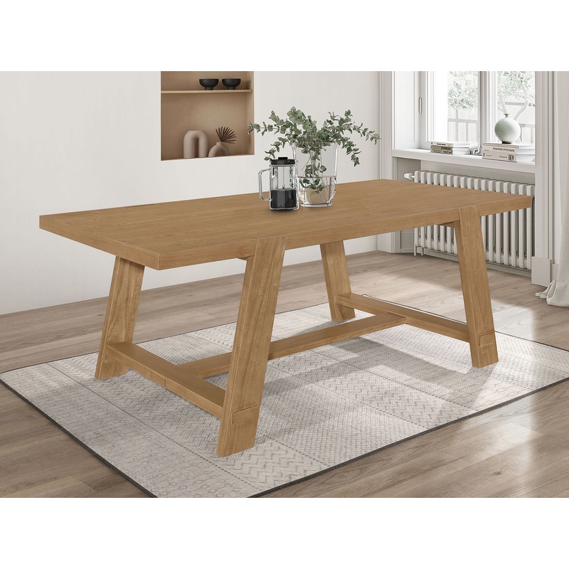 Sharon Rectangular Trestle Base Dining Table Blue and Brown