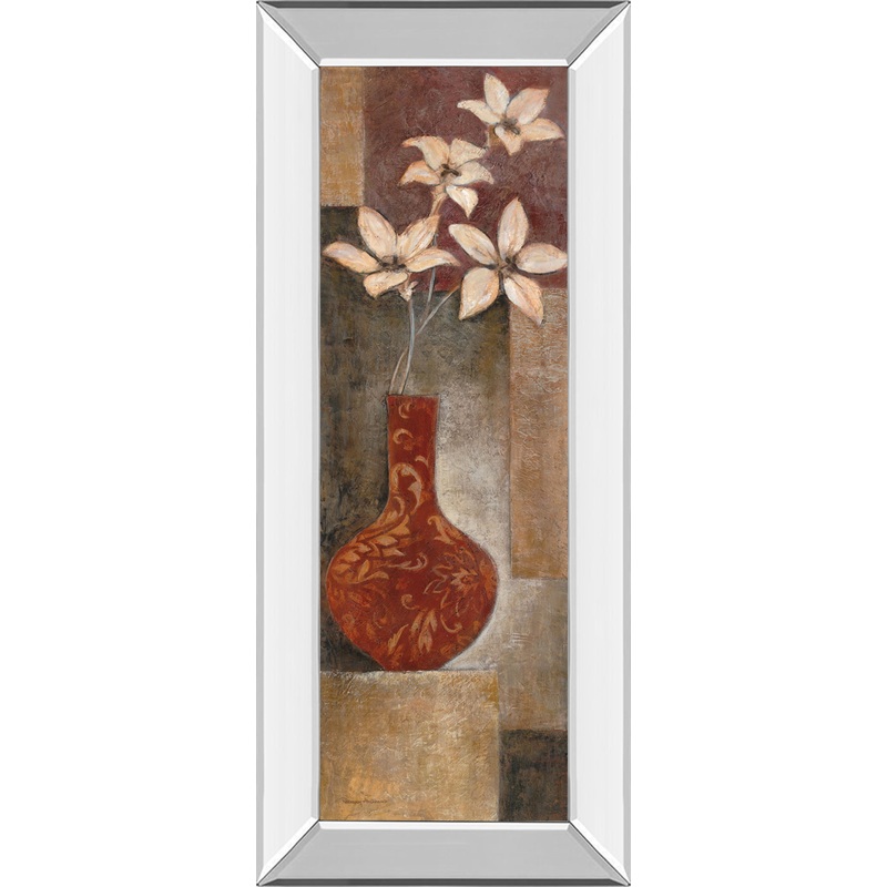 Baroque Floral l By Rosie Abrahams – Mirror Framed Print Wall Art – Red