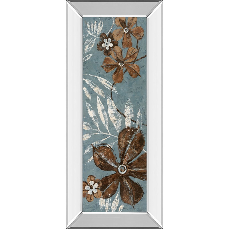 Denim Garden I By Maria Donovan – Mirror Framed Print Wall Art – Blue