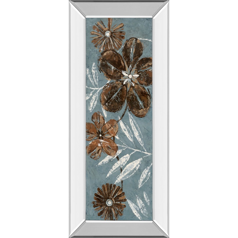 Denim Garden Il By Maria Donovan – Mirror Framed Print Wall Art – Blue