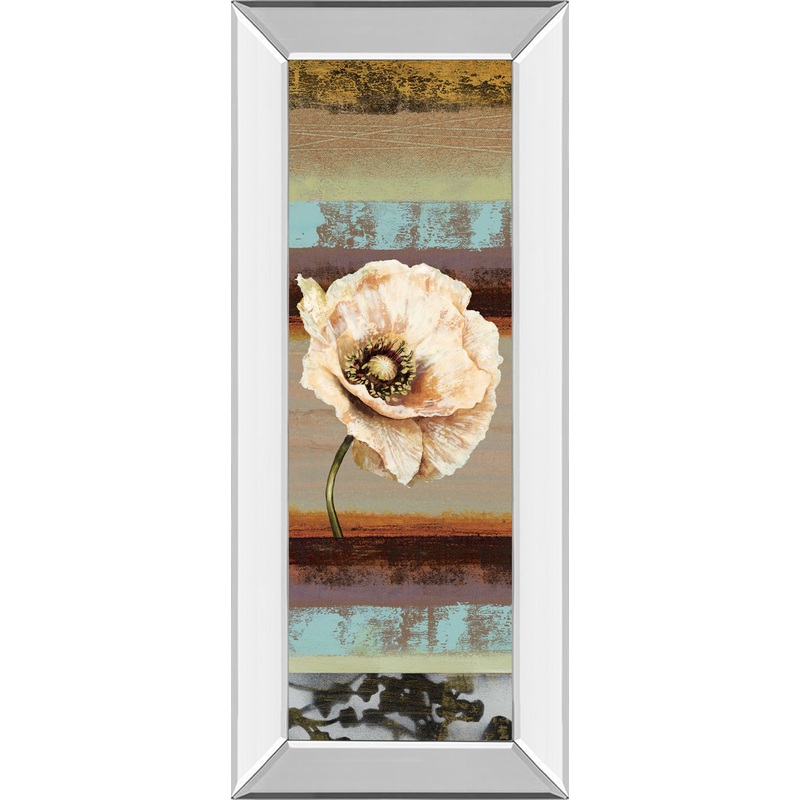 Elemental Poppy Il By Selina Werbelow – Mirror Framed Print Wall Art – Blue