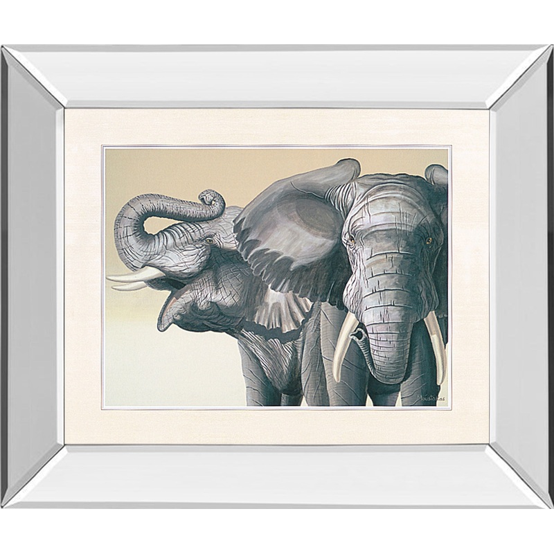 Elephant By Peter Moustakas – Mirror Framed Print Wall Art – Dark Gray